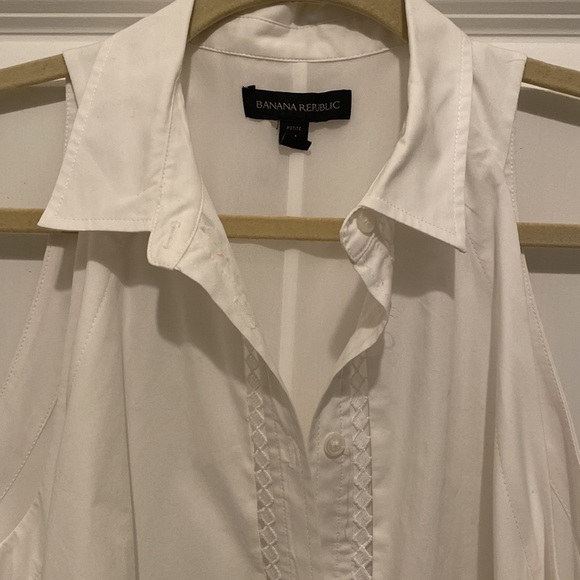 Banana Republic white cotton dress fringe trim on skirt - Picture 2 of 8